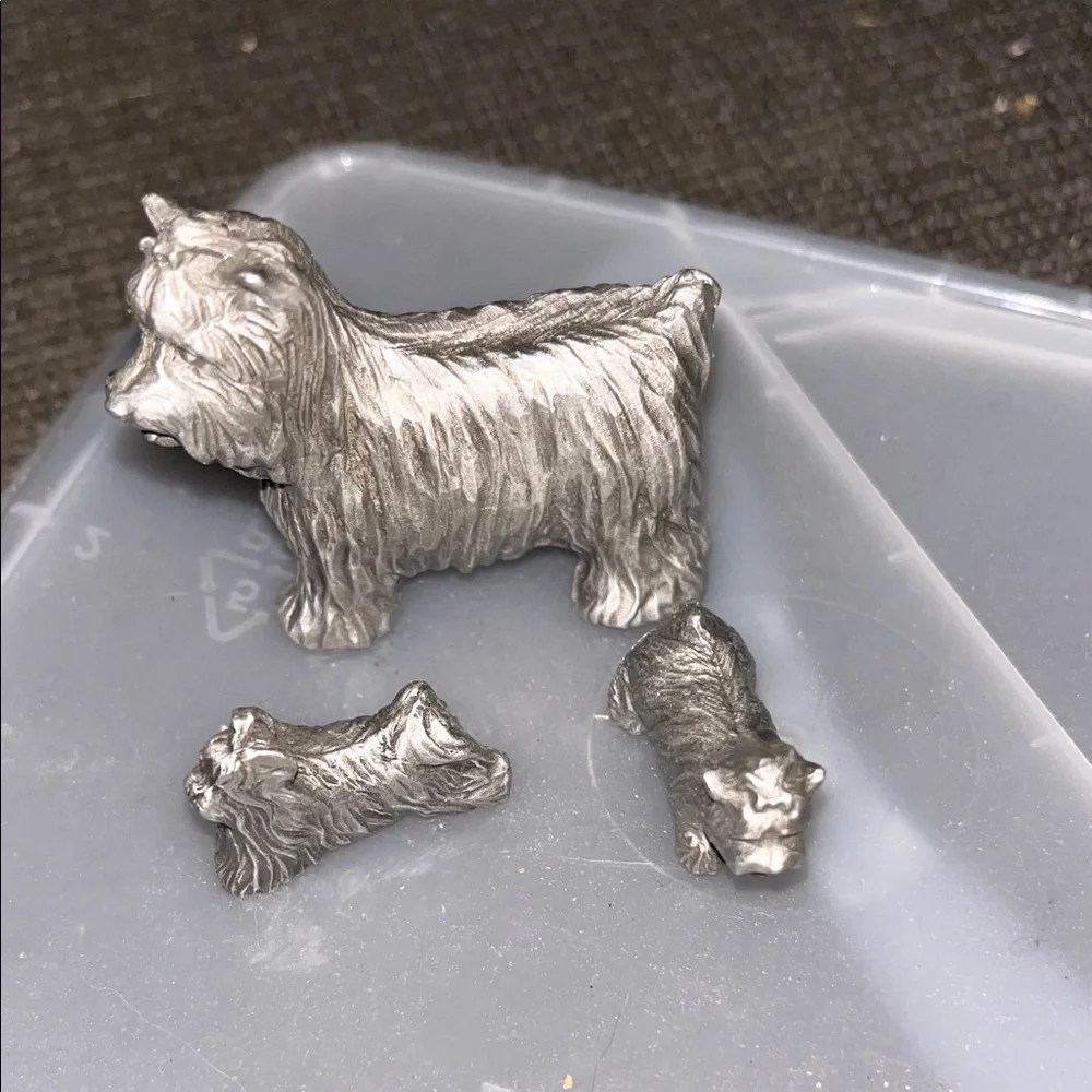 Rawcliffe Pewter Dog Figurine Set - Decorative Small Pet Sculptures